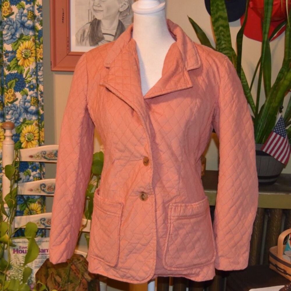 Vintage 1970s Union-Made Quilted Lined Blazer Salmon Size  Small